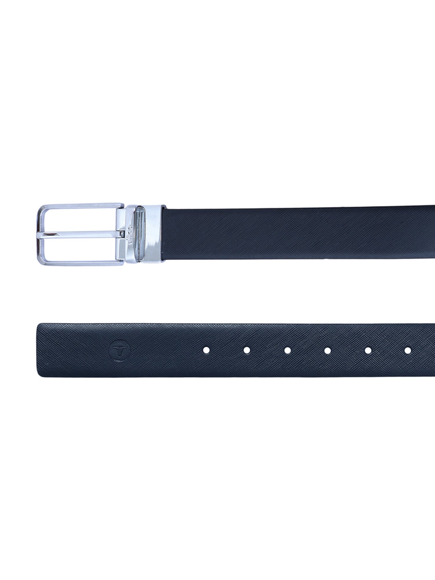 BULCHEE Blue & Black Leather Reversible Formal Belt for Men