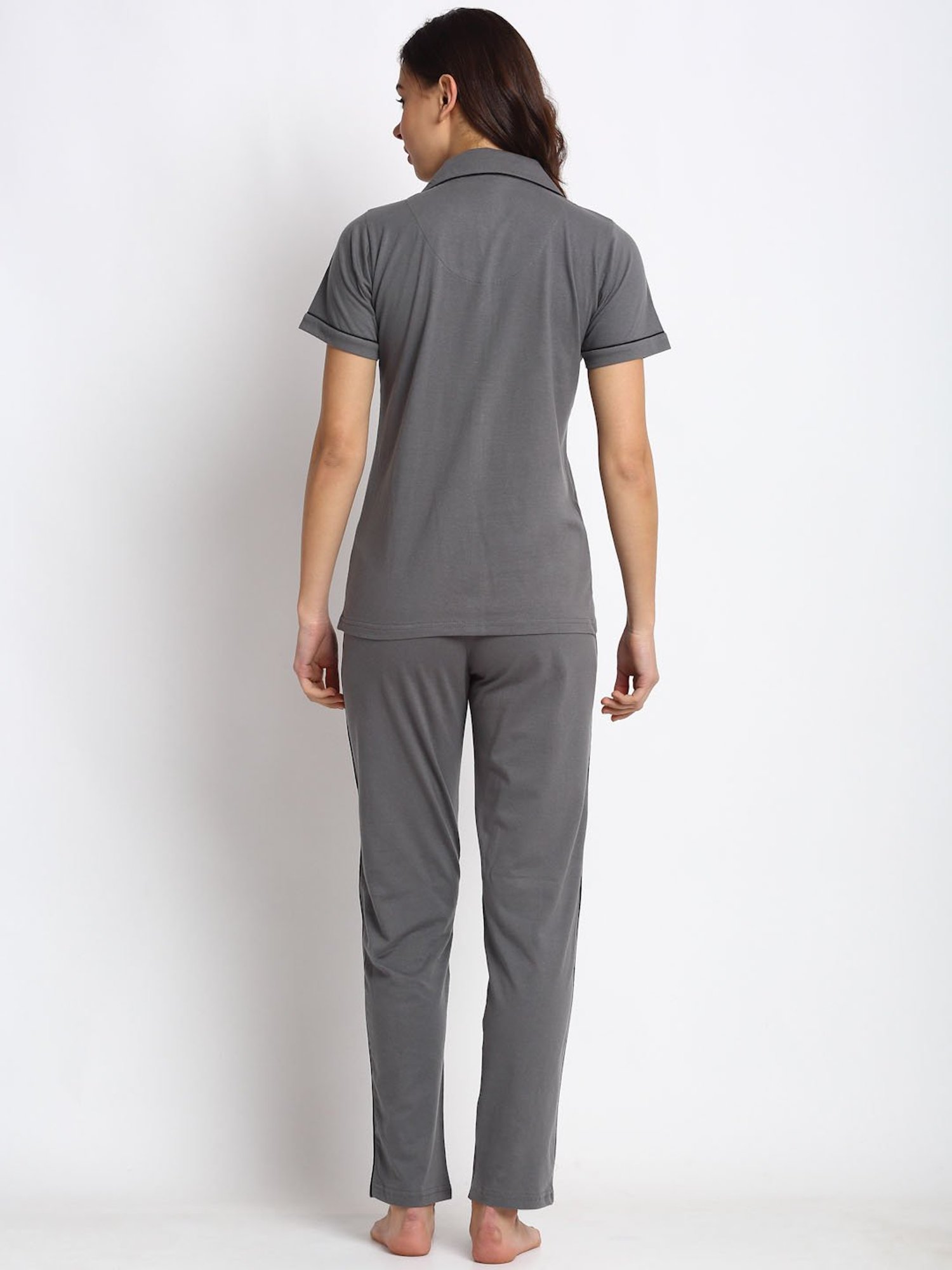 Boston Club Grey Cotton Shirt With Pyjamas