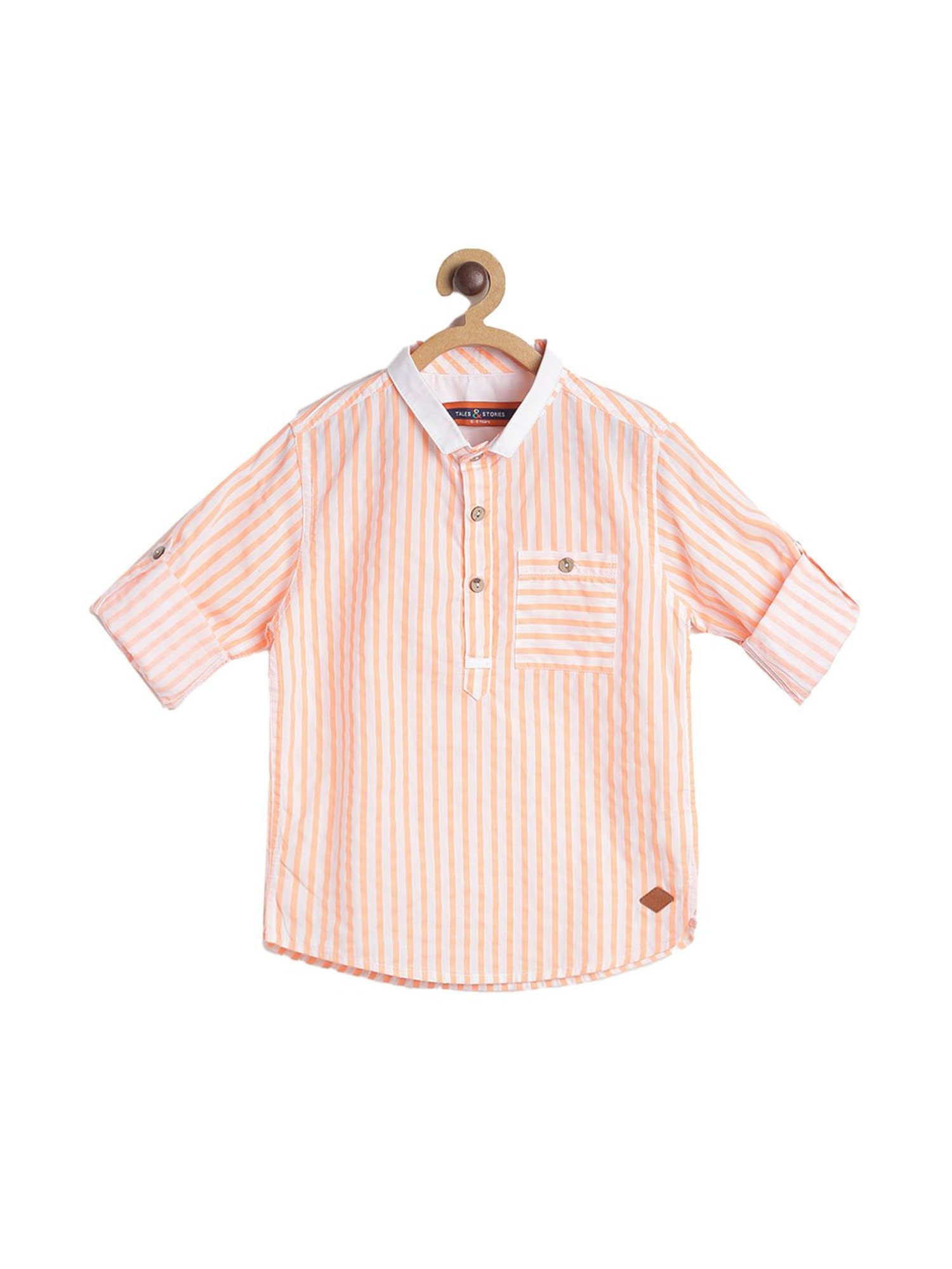 Tales & Stories Boys Orange & White Striped  Shirt