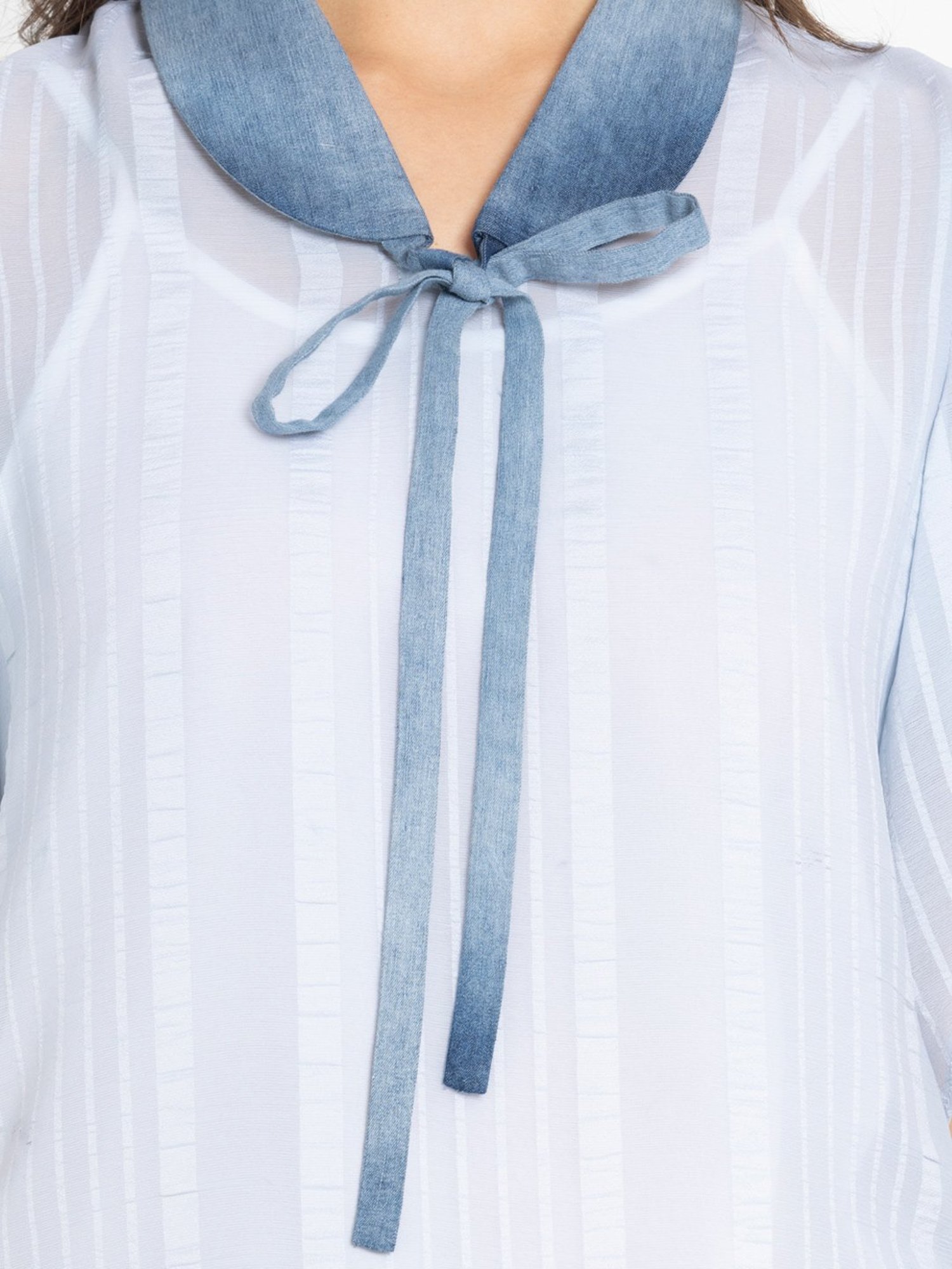 SHAYE Blue Striped Top