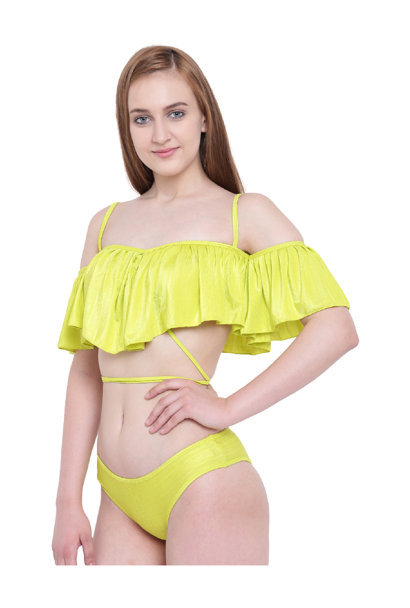 La Intimo Lime Striped Bra & Bikini Panty