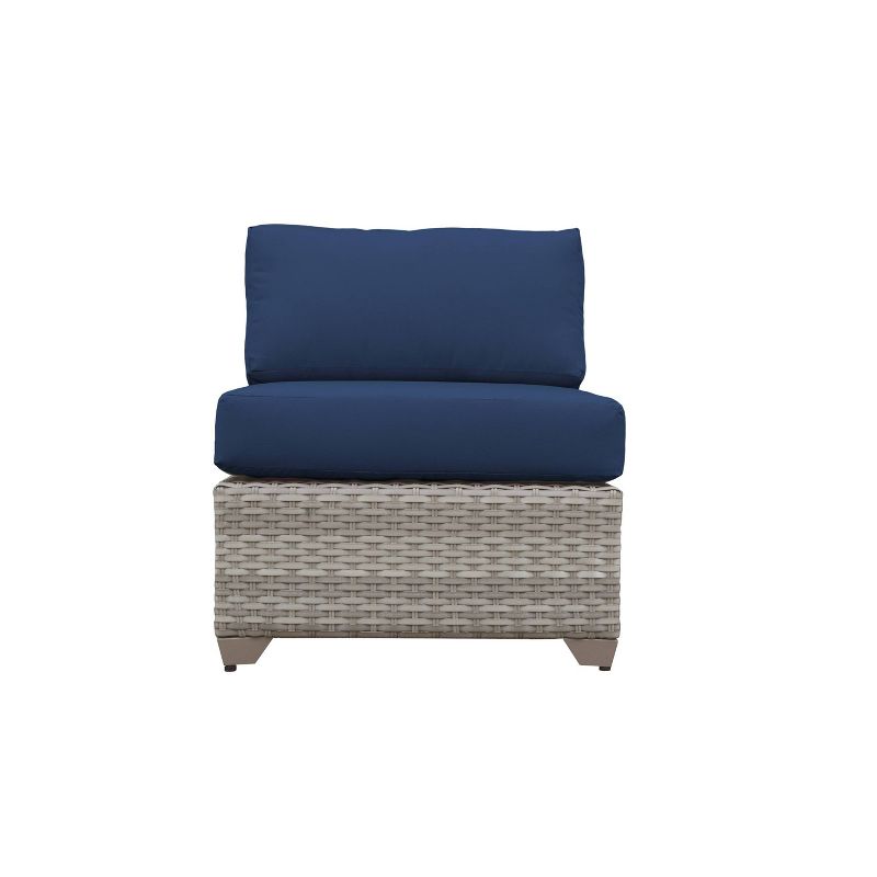 Nolin 7pc Sectional Weathered Brown Frame Sunbrella Spectrum Denim Fabric - La-Z-Boy