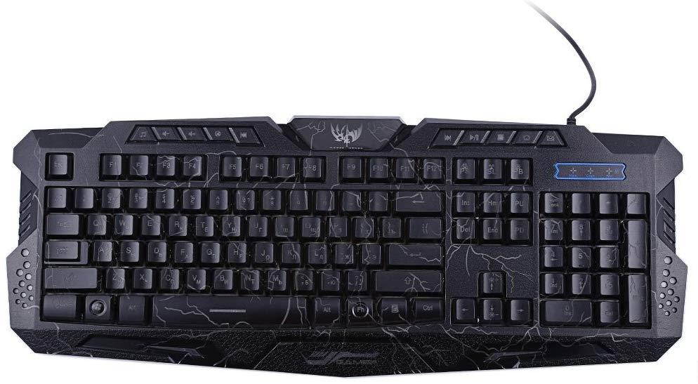 Docooler J10 Keyboard Mouse Combo Colorful Adjustable LED Color Backlit Ergonomic Gaming Keyboard with Mouse Set for Gaming Fans