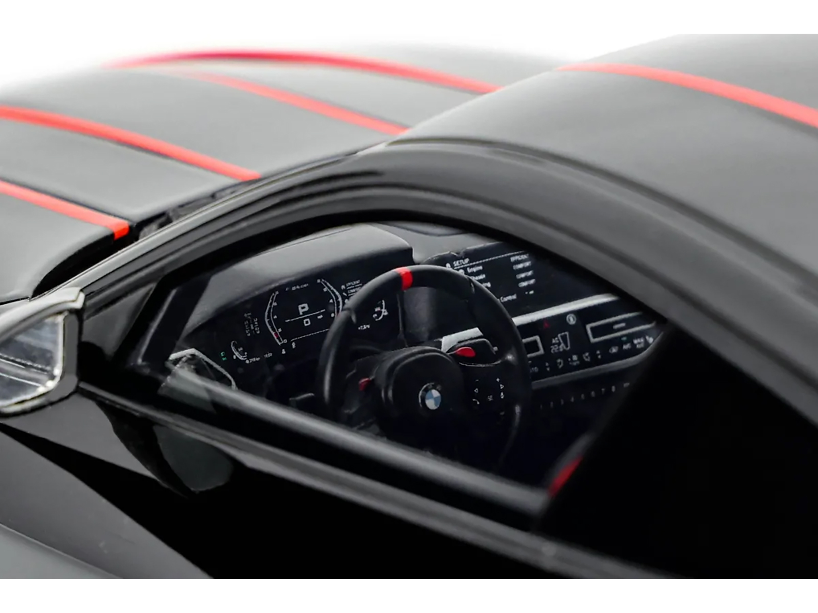 BMW M4 CSL Black with Red Stripes 1/18 Model Car by GT Spirit