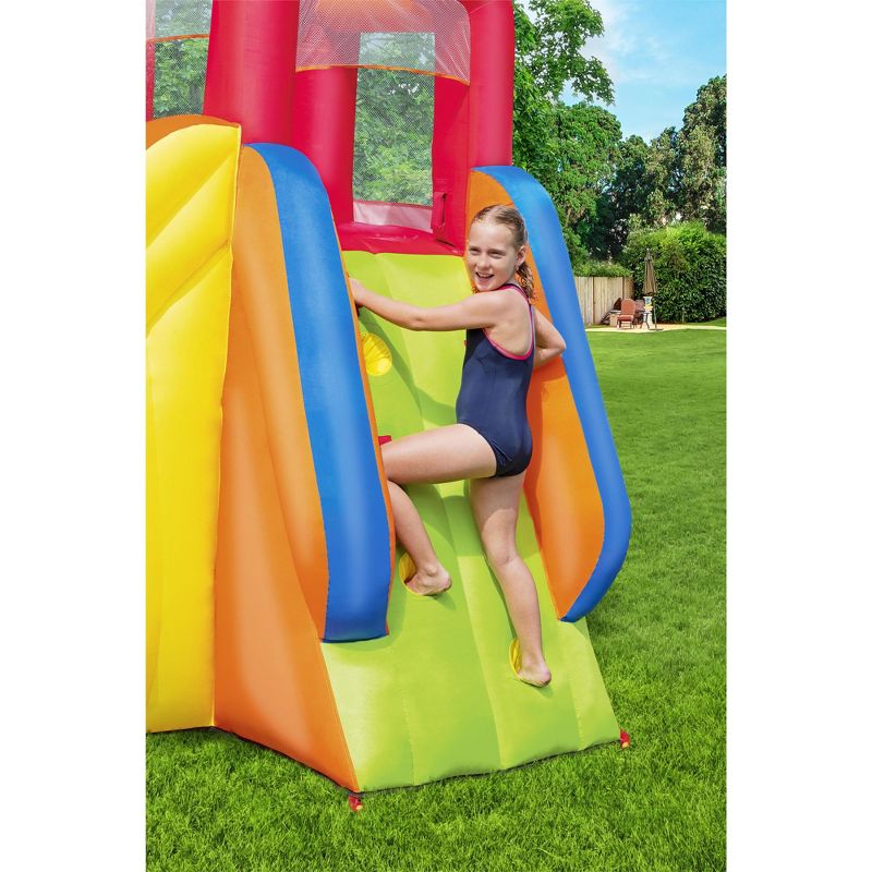 H2OGO! 53348E Splash Tower Kids Inflatable Backyard Mega Water Slide Splash Park Toy with Slide, Climbing Wall, Sprayer, and Kiddie Pool