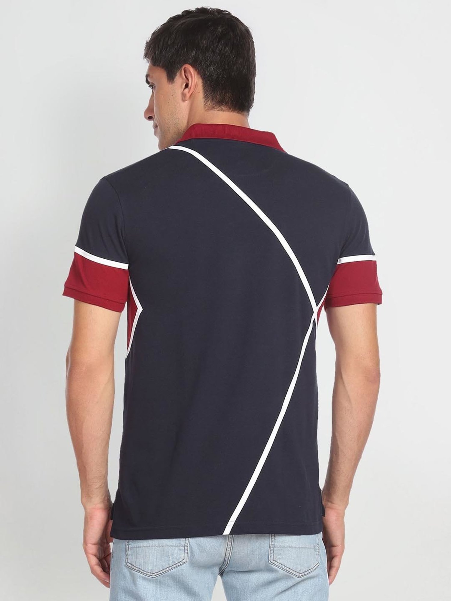 Arrow Sport Blue Cotton Regular Fit Printed Polo T-Shirt