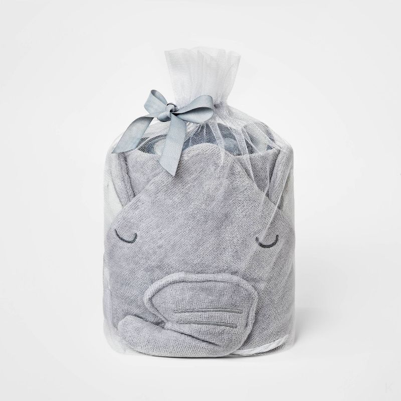Baby Boys' Elephant Bath Towel And Washcloth Set - Cloud Island™ Gray