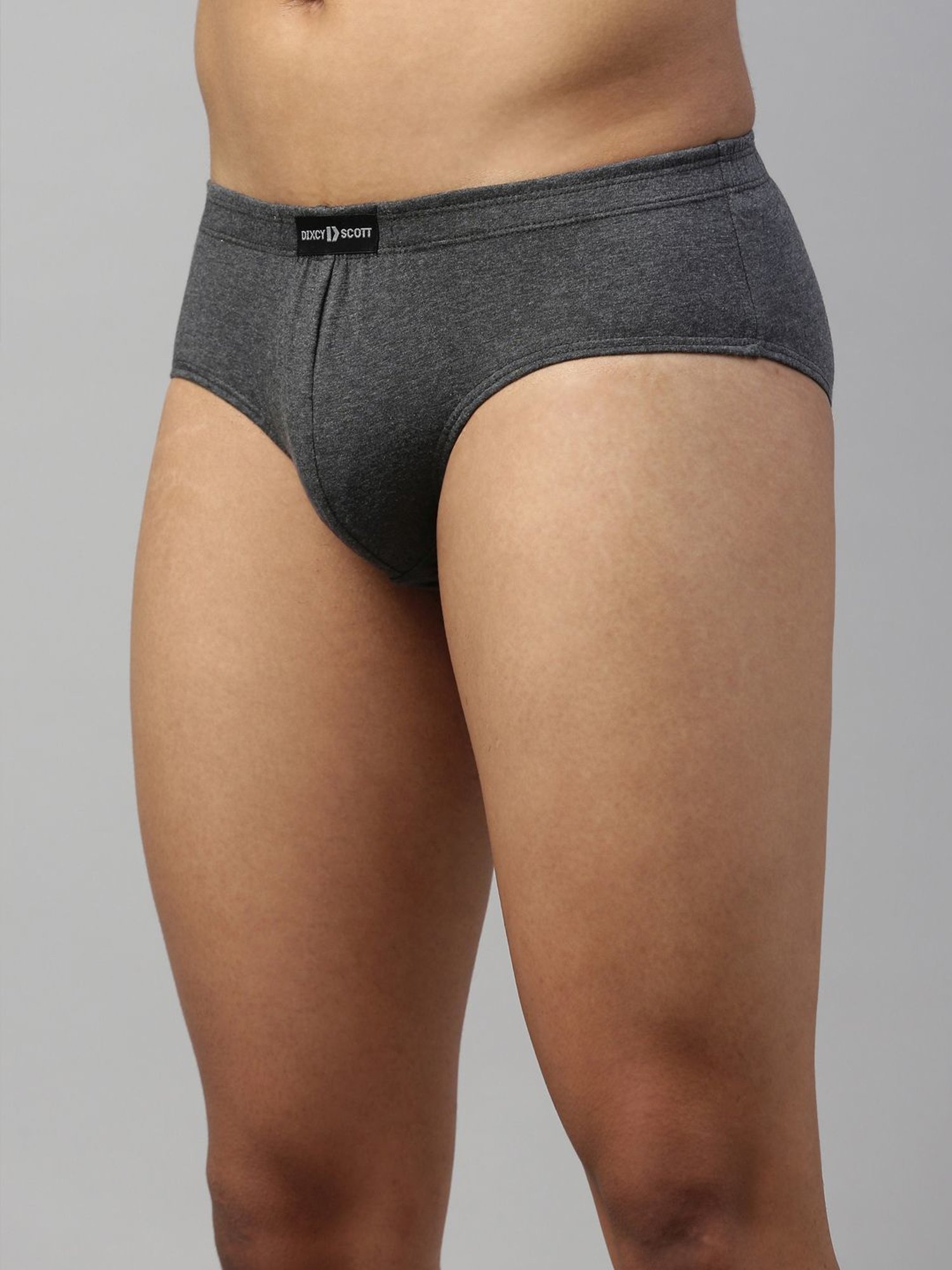 DIXCY SCOTT MAXIMUS Black & Charcoal Melange Cotton Regular Fit Briefs - Pack Of 2