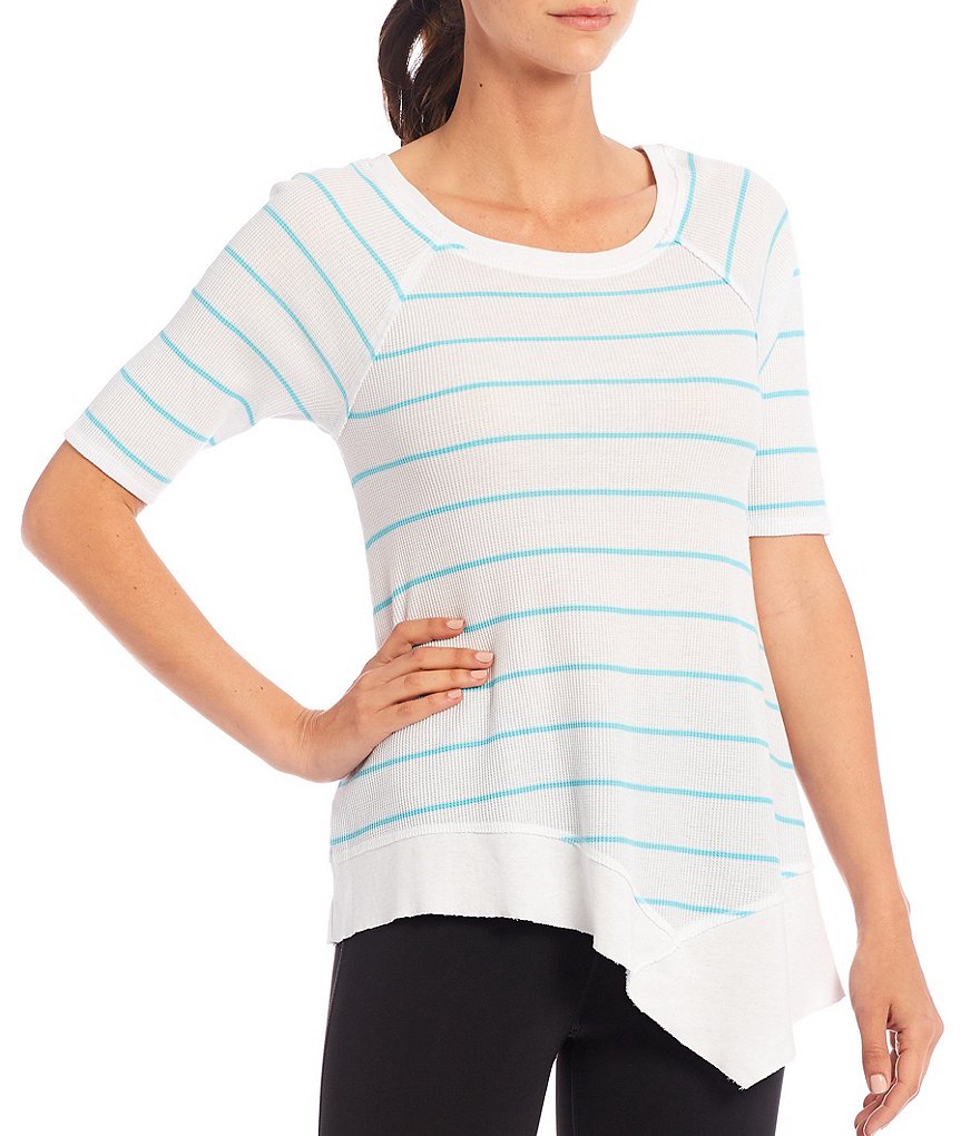 Calvin Klein Performance Distress Washed Stripe Ballet Sleeve Tunic
