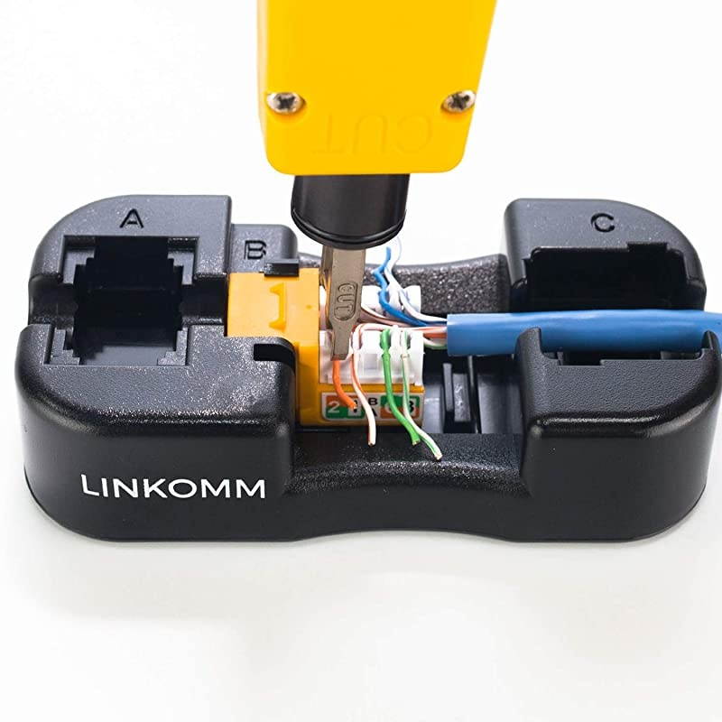 25-Pack RJ45 Cat6 Slim Profile UTP Unshielded Keystone Jack with Punch-Down Palm Holder (Blue)