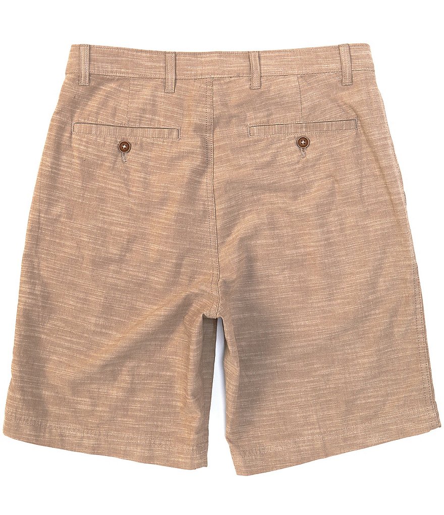 Roundtree & Yorke 9#double; Inseam Flat Front Slub Chambray Shorts