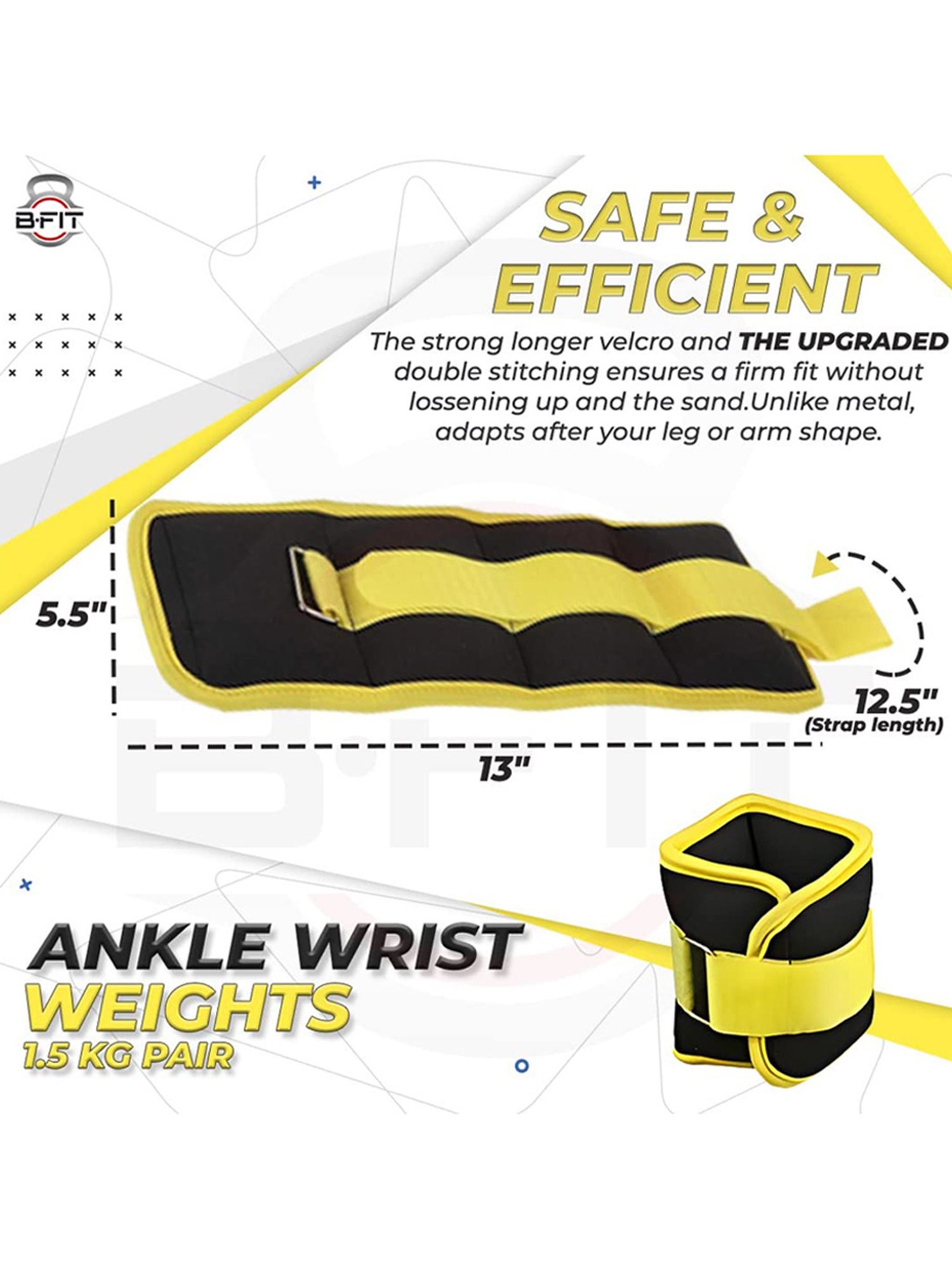 B Fit Fully Adjustable Ankle/Wrist Weight (Black)