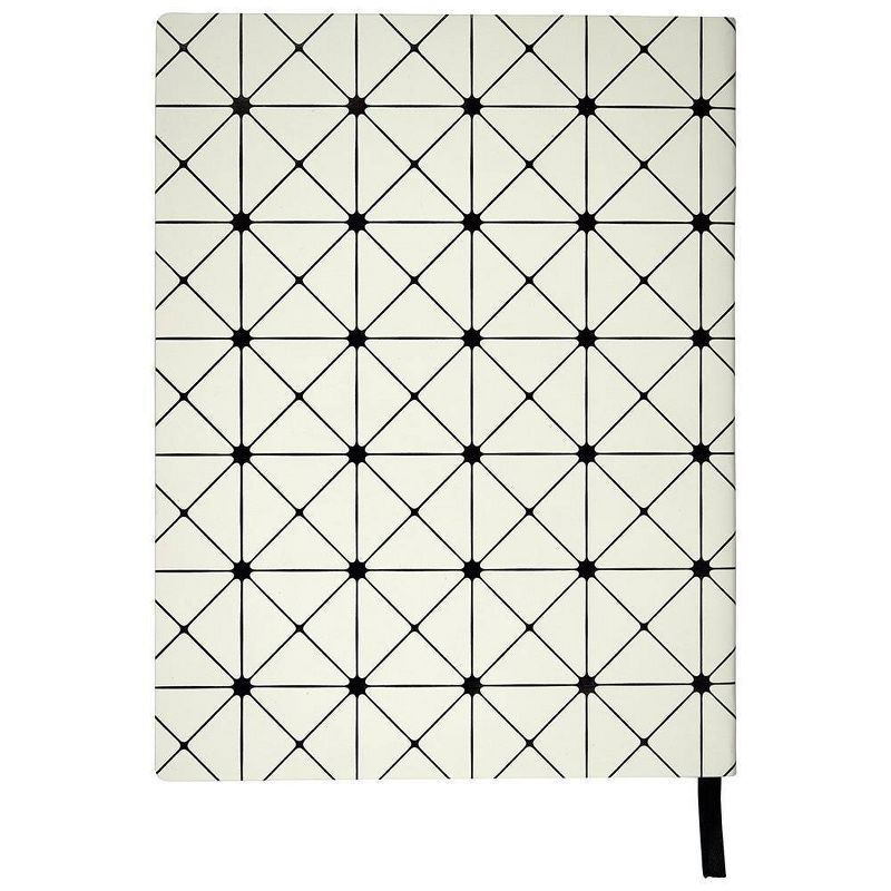 Lined Journal Leatherette Pattern Satin Ribbon Cream Crisscross - Top Flight