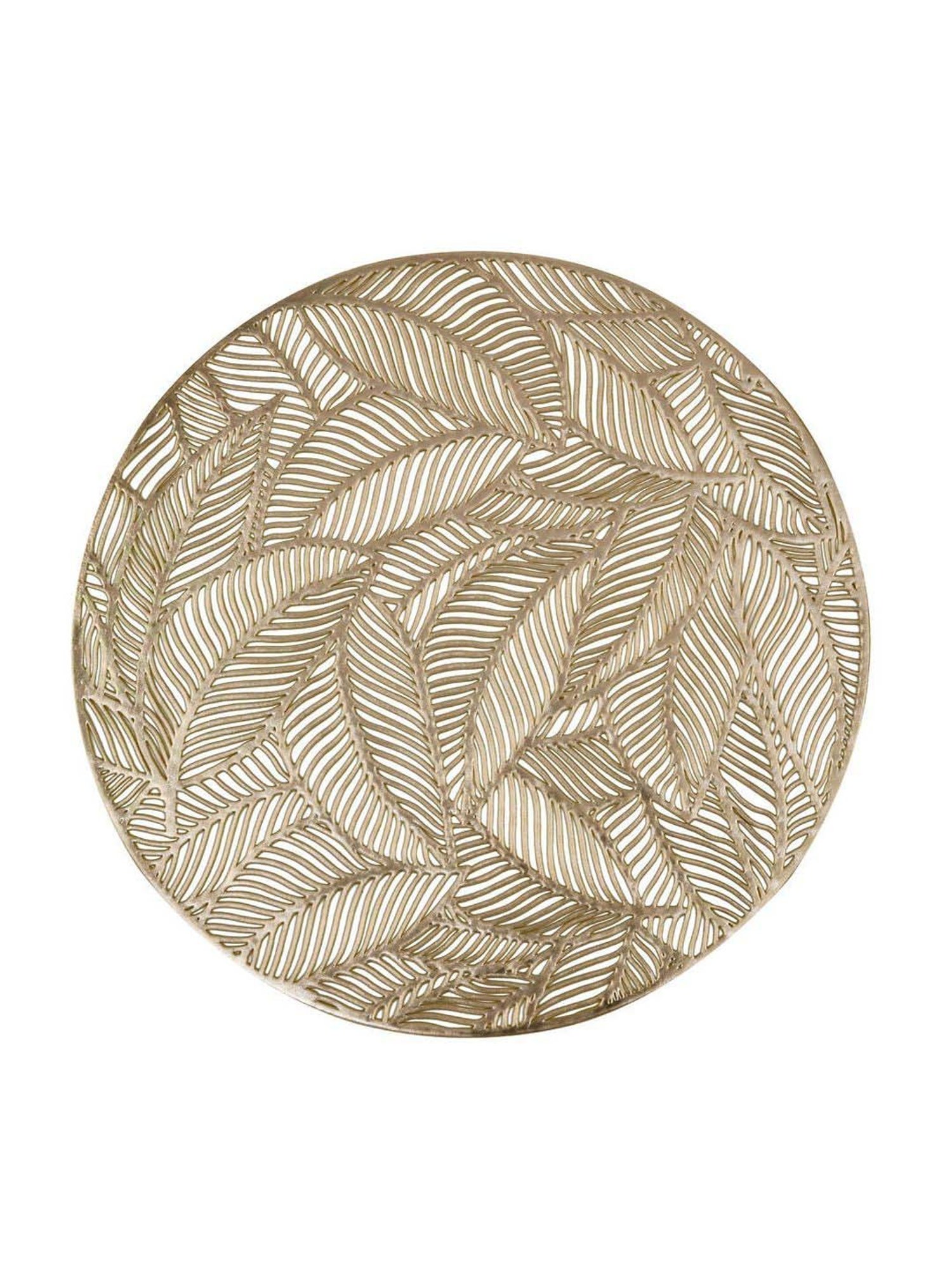 @home Gold Pvc Round Leaf Design Table Placemat - Set of 4