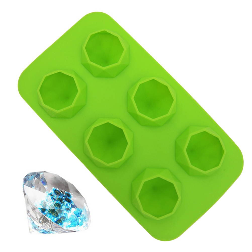 6 Lattices Silicone Ice Mold Diamond Shape Ice Cube Tray Ice Cube Maker for Whiskey Iced Coffee (Sky Blue)