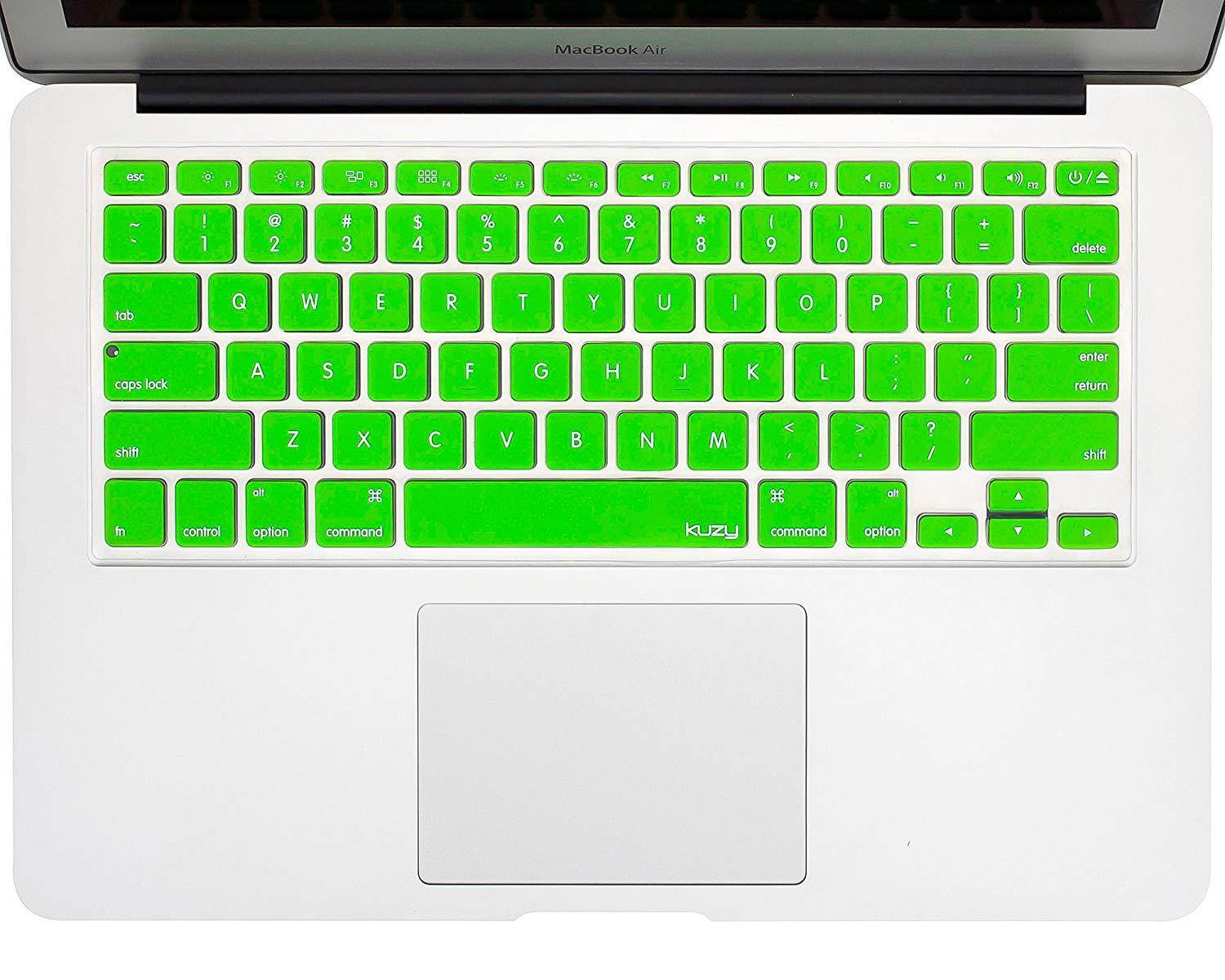 Kuzy - GREEN Keyboard Silicone Cover Skin for MacBook Pro 13" 15" 17" Aluminum Unibody (with or w/out Retina Display) iMac and MacBook Air 13" - Green