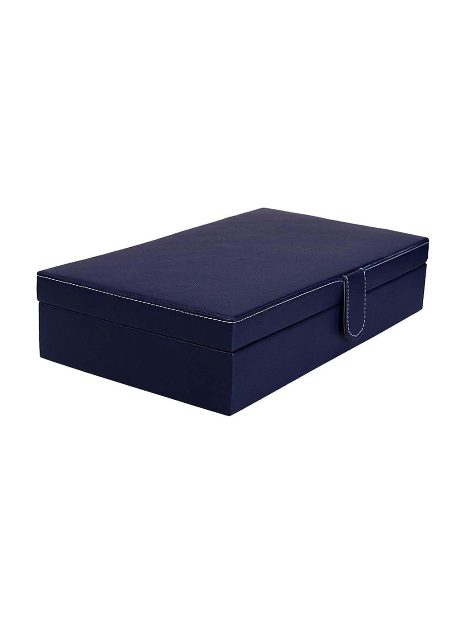 Leather World Blue Watch Box Holder Organizer Case in 12 Slots