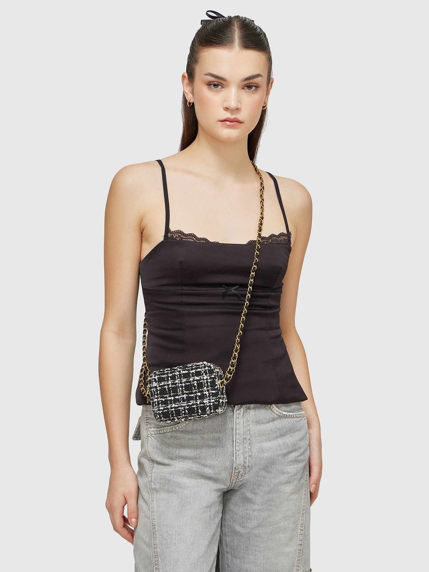 Miraggio Donna Black Small Textured Cross Body Bag