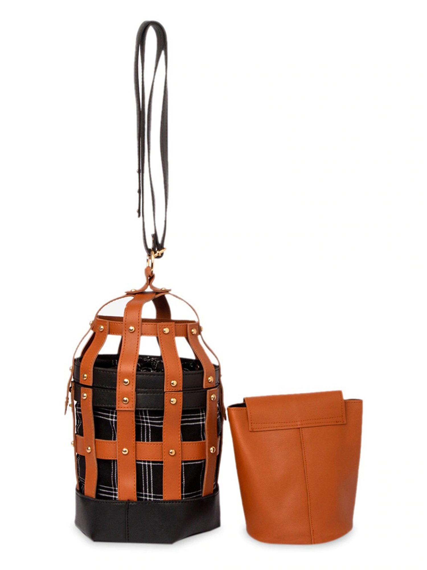 Modern Myth Tan Textured Medium Bucket Handbag