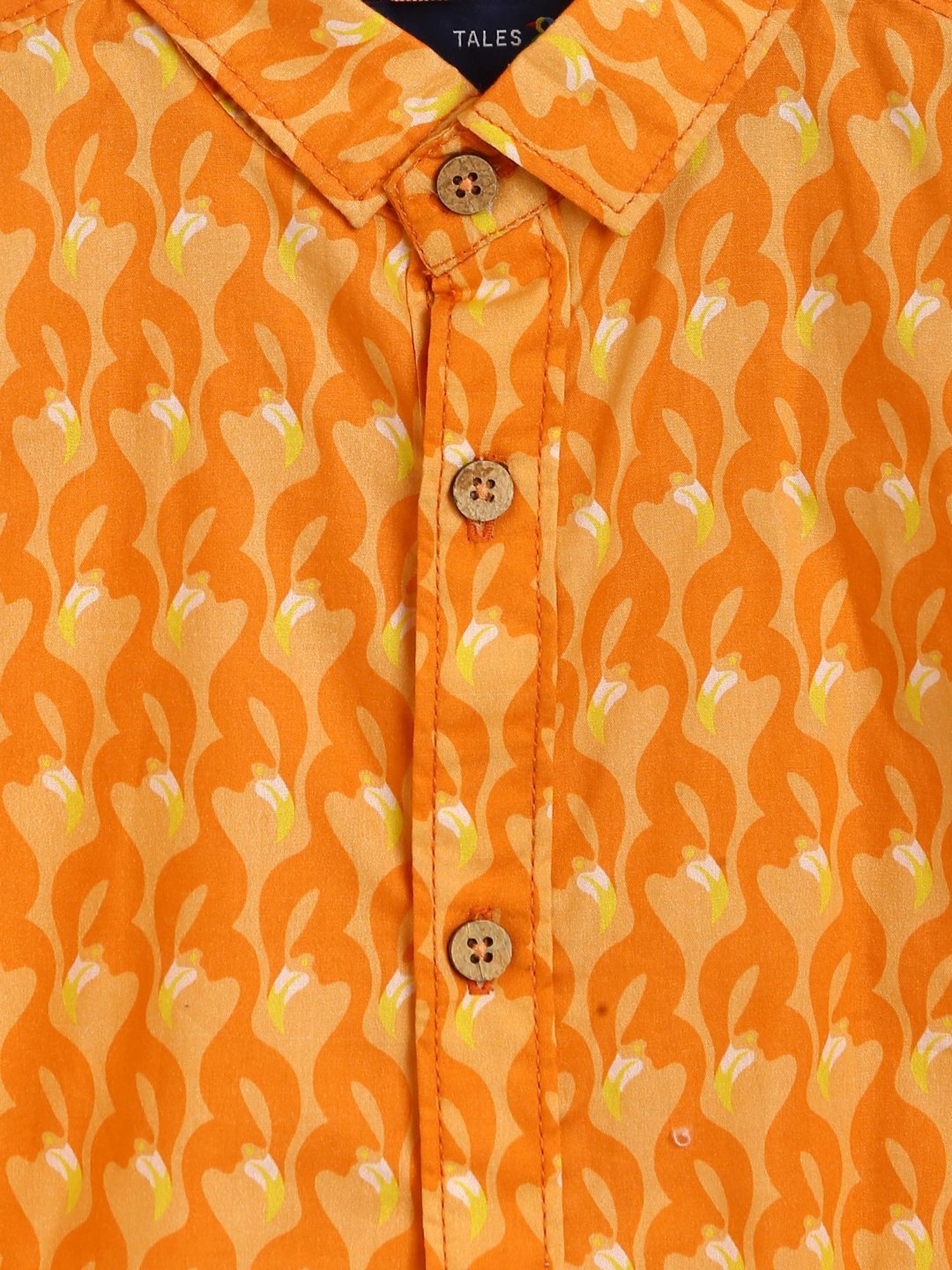 Tales & Stories Boys Orange Cotton Printed Shirt