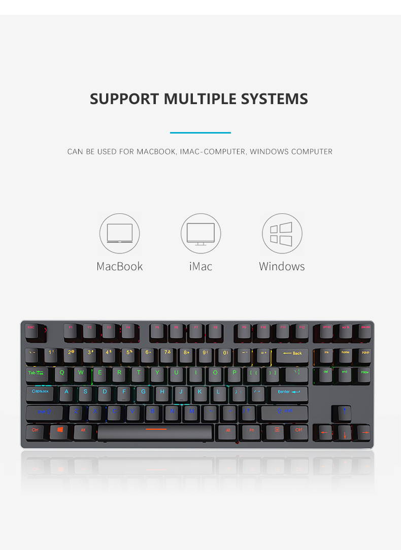 Mechanical keyboard USB wired green axis 87-key gaming gaming office computer mechanical keyboard