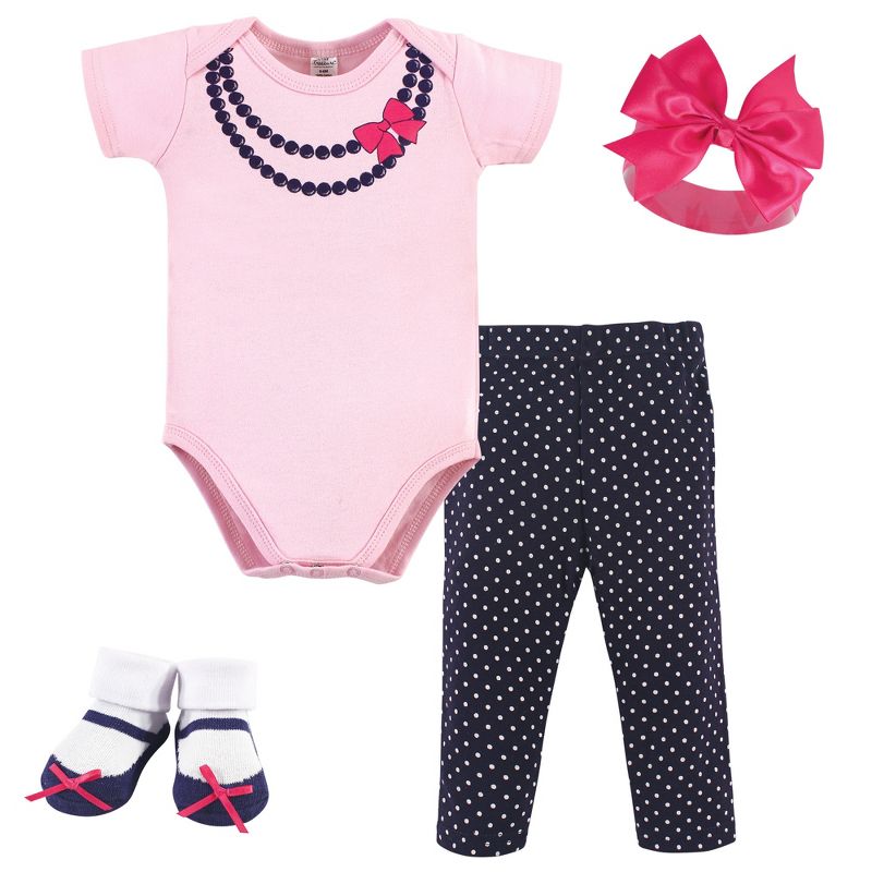 Little Treasure Baby Girl Boxed Gift Set, Navy/Pink Necklace, 0-6 Months