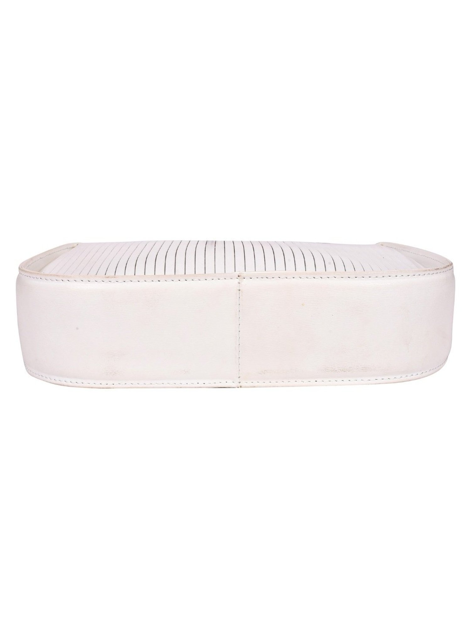 SASSORA MEI White Leather Textured Medium Shoulder Bag