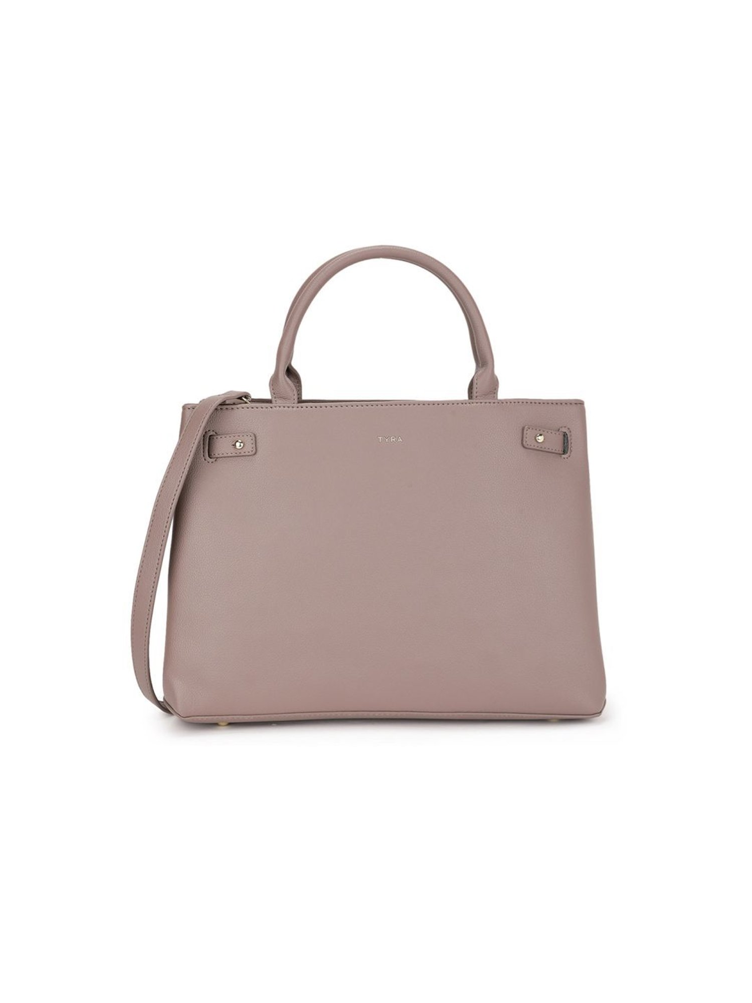 Tyra Ruby Taupe Solid Faux Leather Tote Handbag
