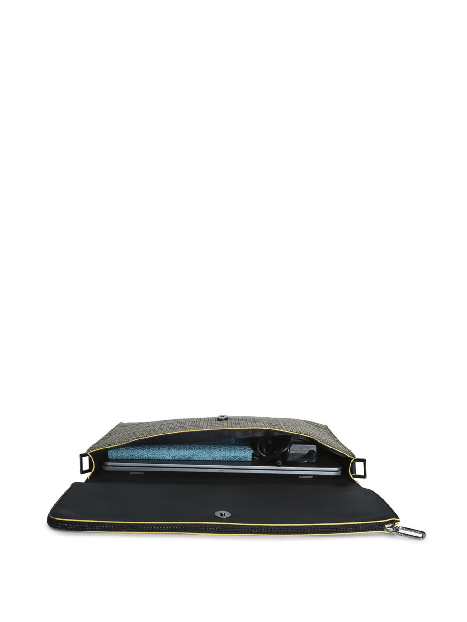 Eume Dragonfly Black Leather Printed Laptop Sleeve