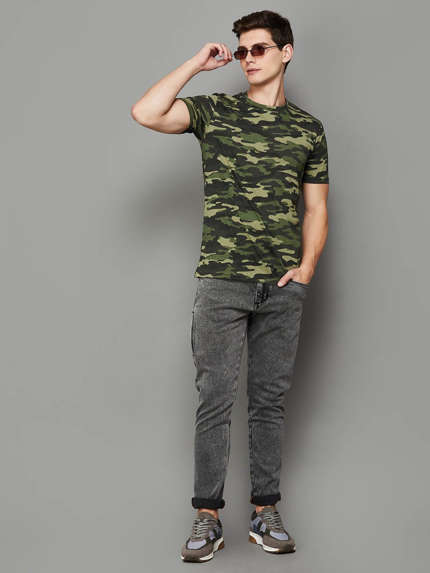 BOSSINI Olive Cotton Slim Fit Camouflage T-Shirt
