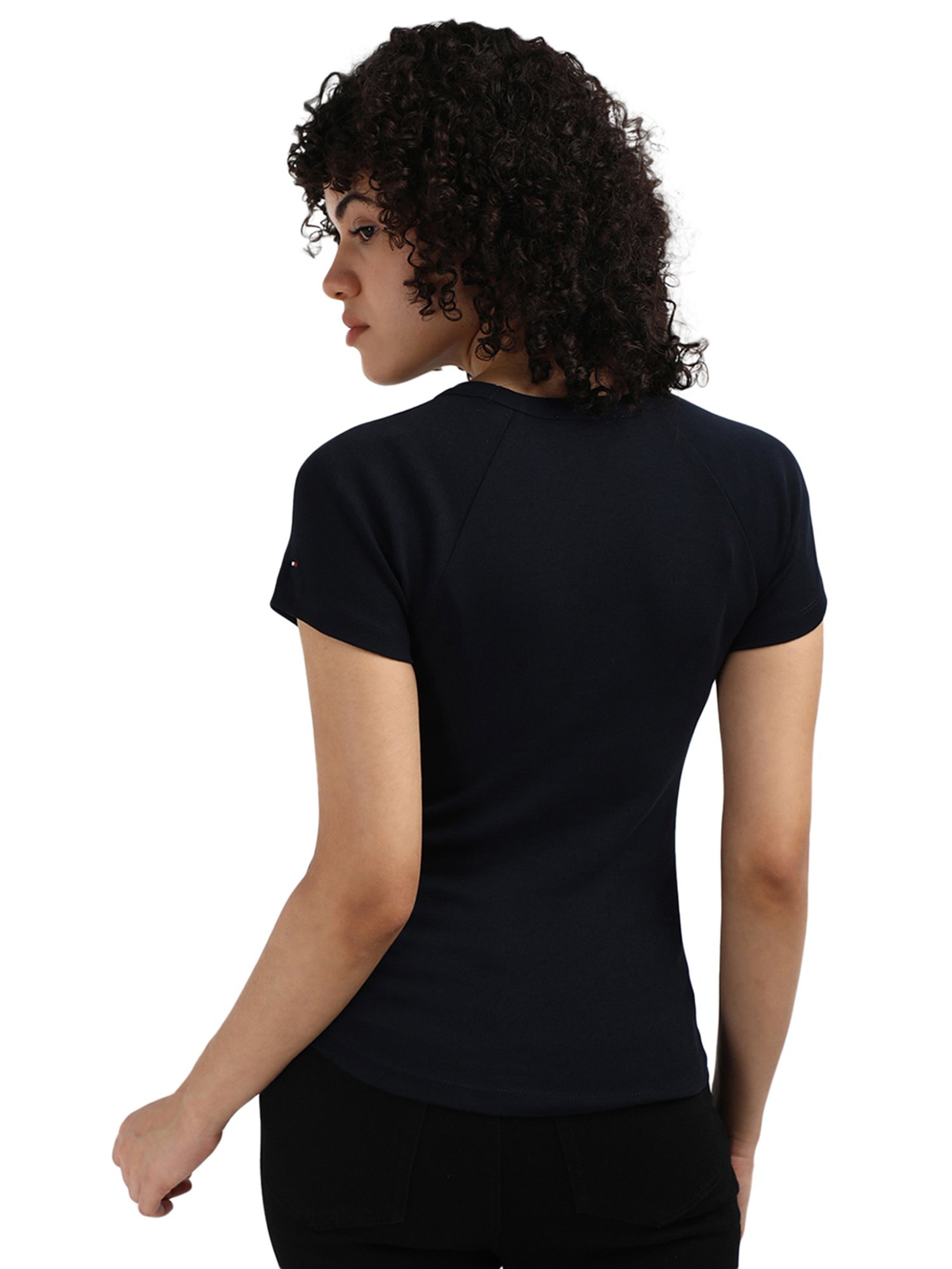 Tommy Hilfiger Blue Jersey Printed Women Slim Fit T-Shirt