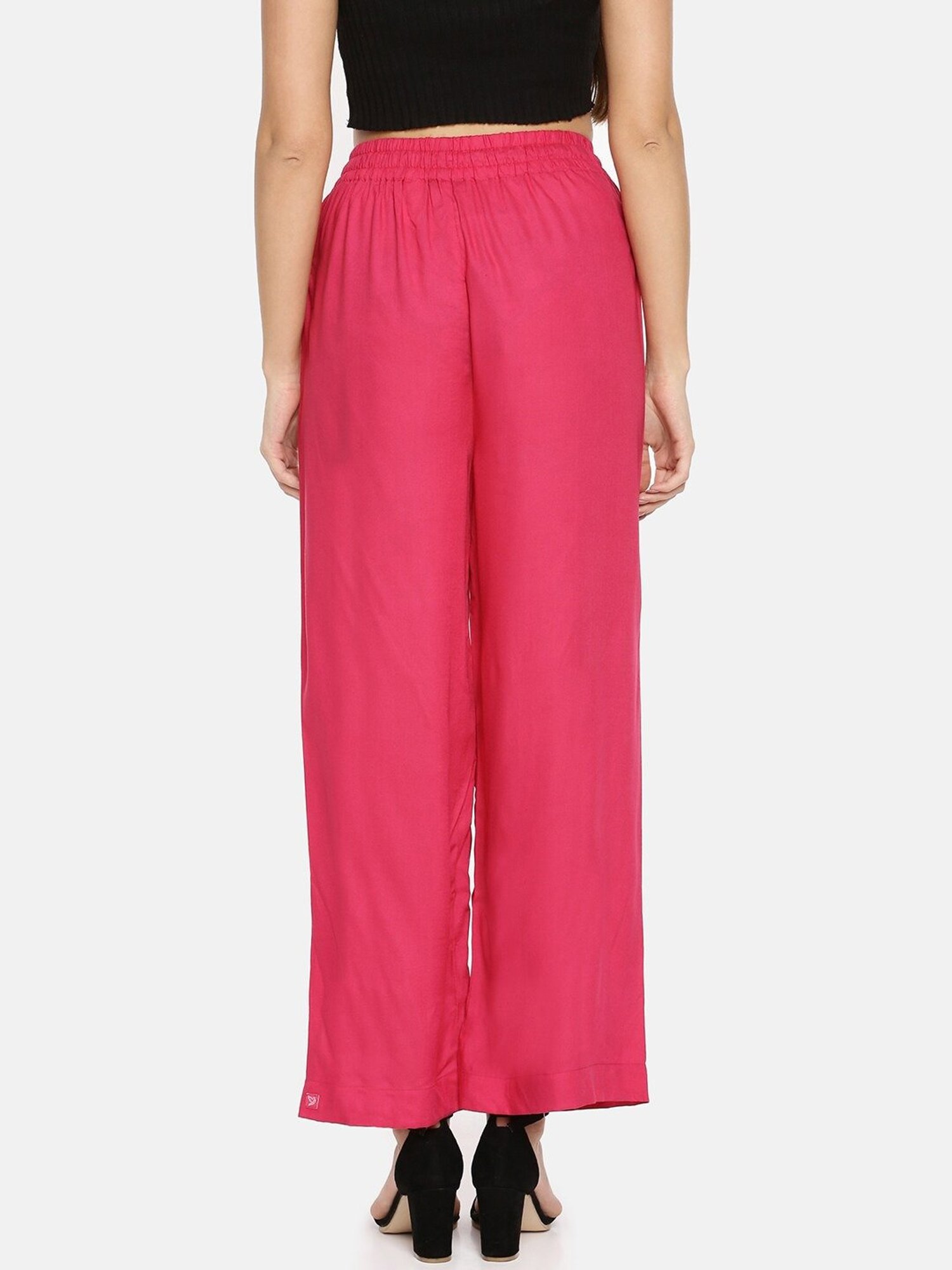 TWIN BIRDS Orange & Pink Mid Rise Palazzos - Pack Of 2