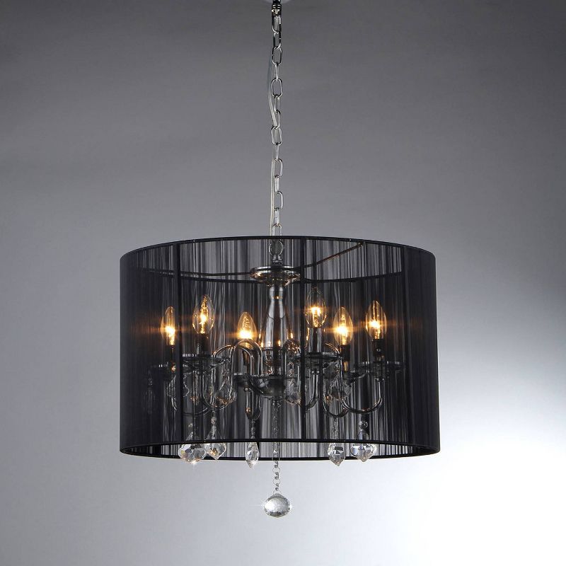 19" x 19" x 20" Inky 6 Light Chrome Chandelier Black - Warehouse of Tiffany
