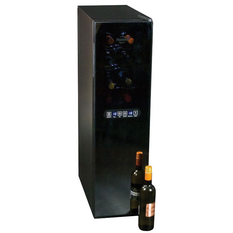 Koolatron WC18MG Urban Series Dual Zone Cooling Freestanding Thermoelectric 18 Bottle Wine Cooler Beverage Refrigerator, Black