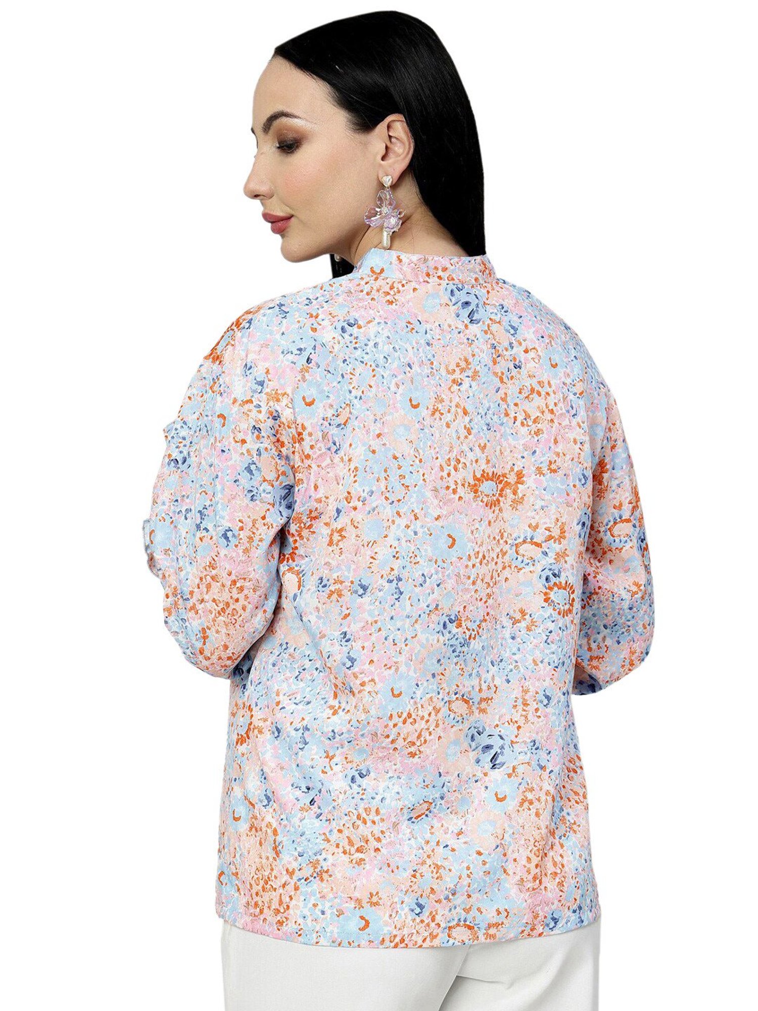 Melon by PlusS Blue & Rust Printed Top