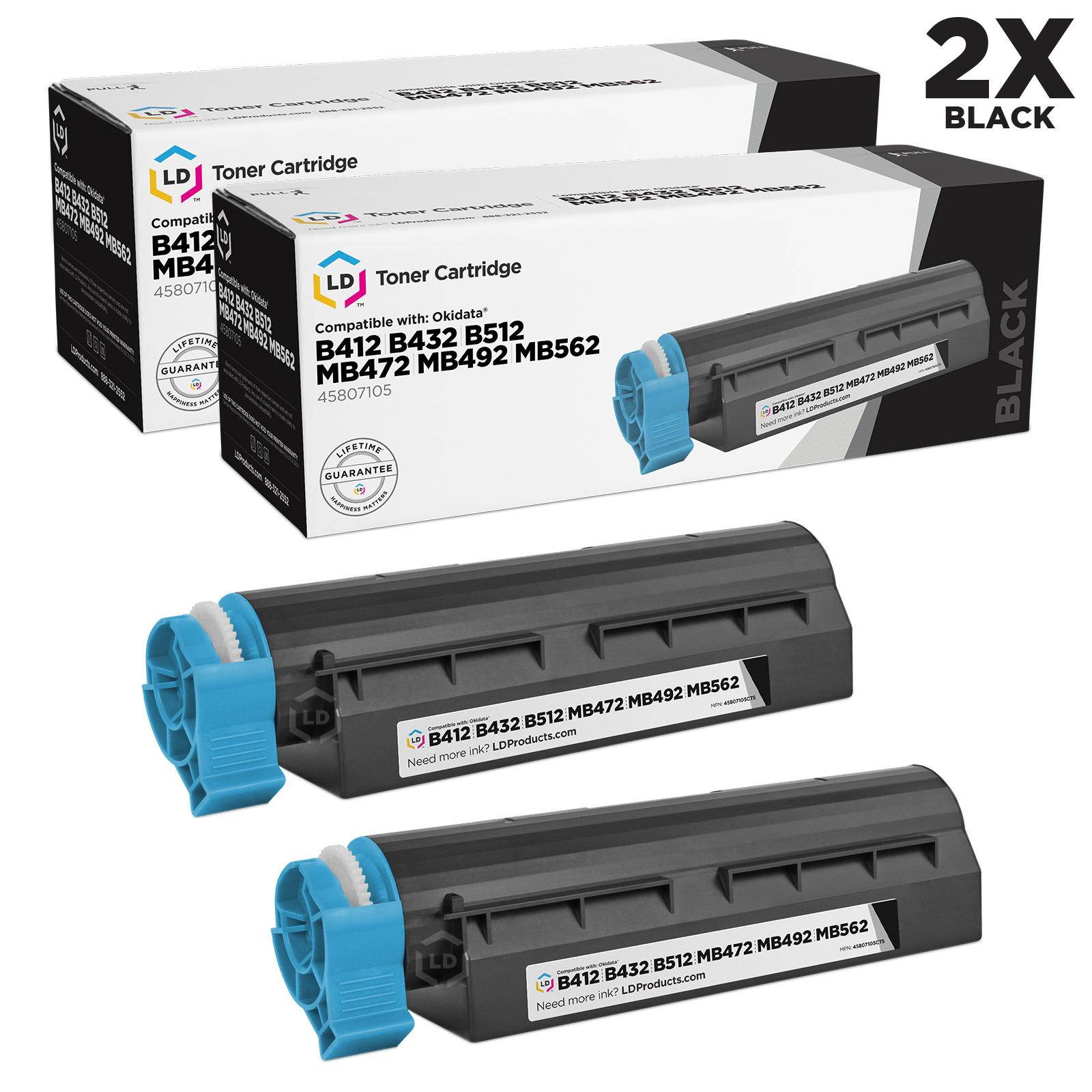 LD Compatible Toner Cartridge Replacements for Okidata 45807105 High Yield (Black, 2-Pack)