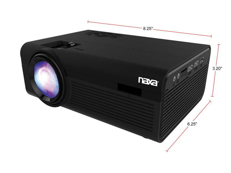 Naxa NVP-2000 150" Home Theater 720P LCD Projector - 16:9 - Black - 1280 x 720 - Front - 20000 Hour Normal Bulb Life