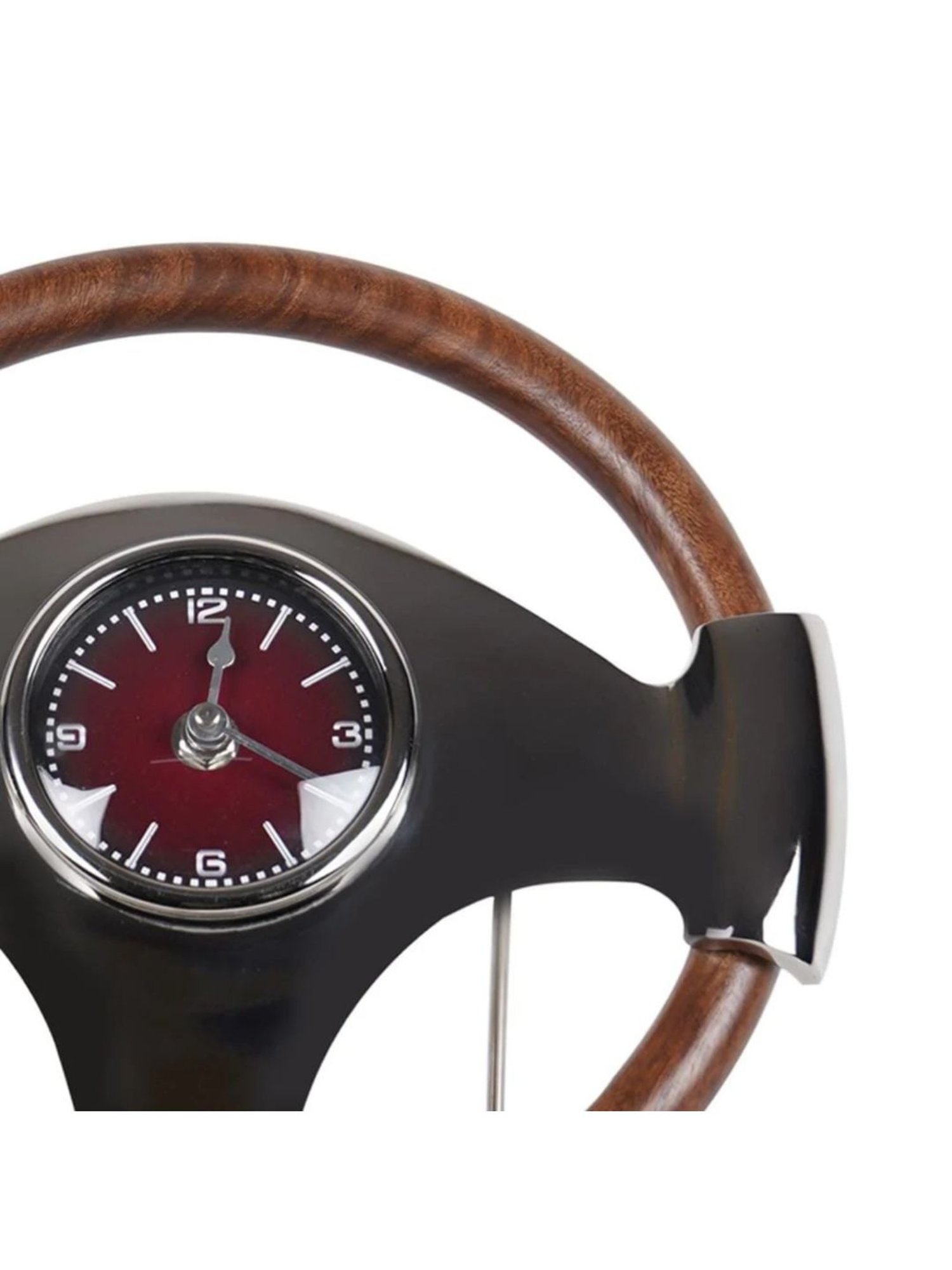The Artment Brown Solid Wood Surreal Steering Wheel Table Clock