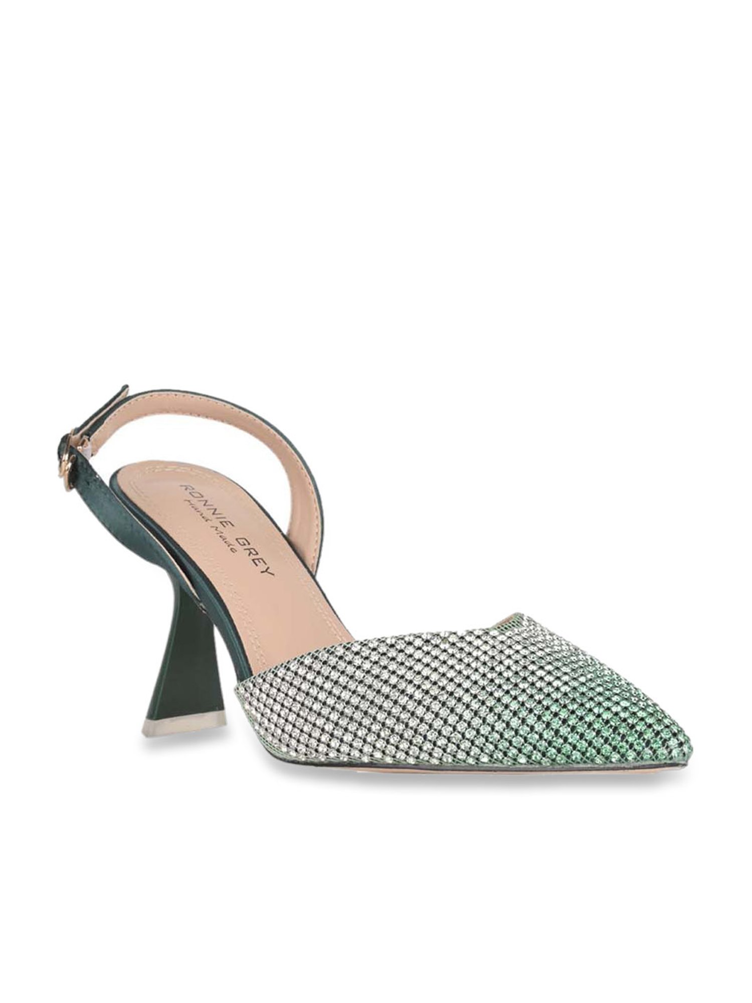 Ronnie Grey Women's Green Back Strap Sandals