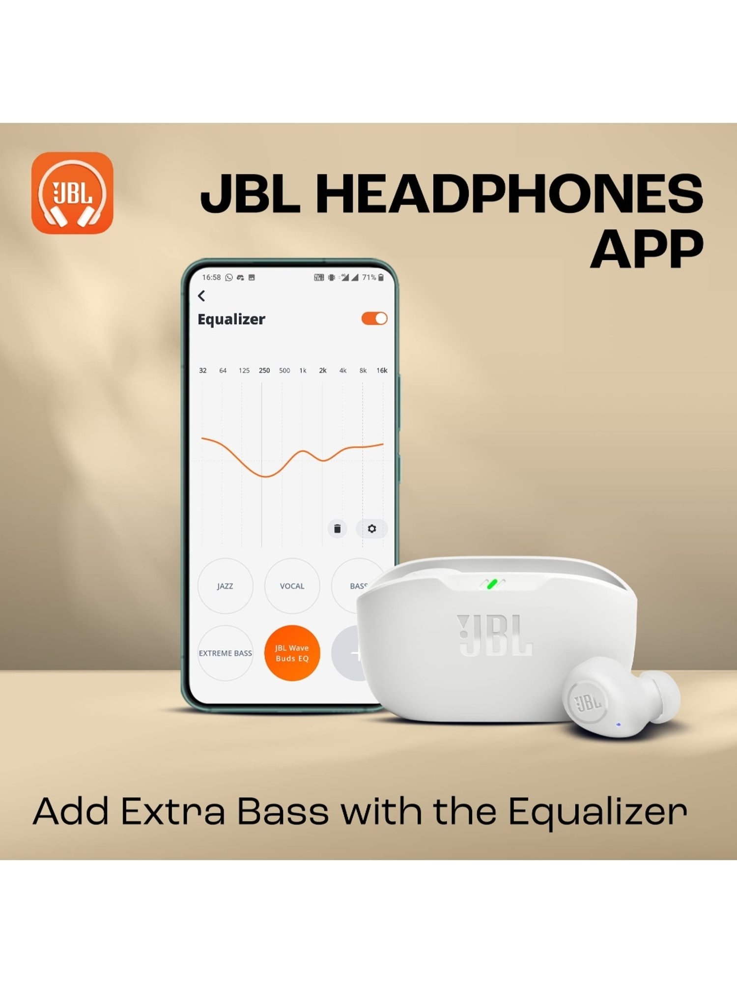 JBL Wave Buds in-Ear BT Earbuds with 32H Battery & Quick Charge (White, True Wireless)