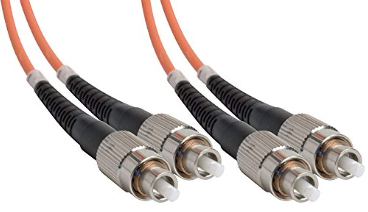 Amphenol FO-PLDUALFCX2-002 FC-FC Duplex Multimode Fiber Optic Patch Cable, 50/125 OM2, OFNP, 2 m, 6.6', Orange