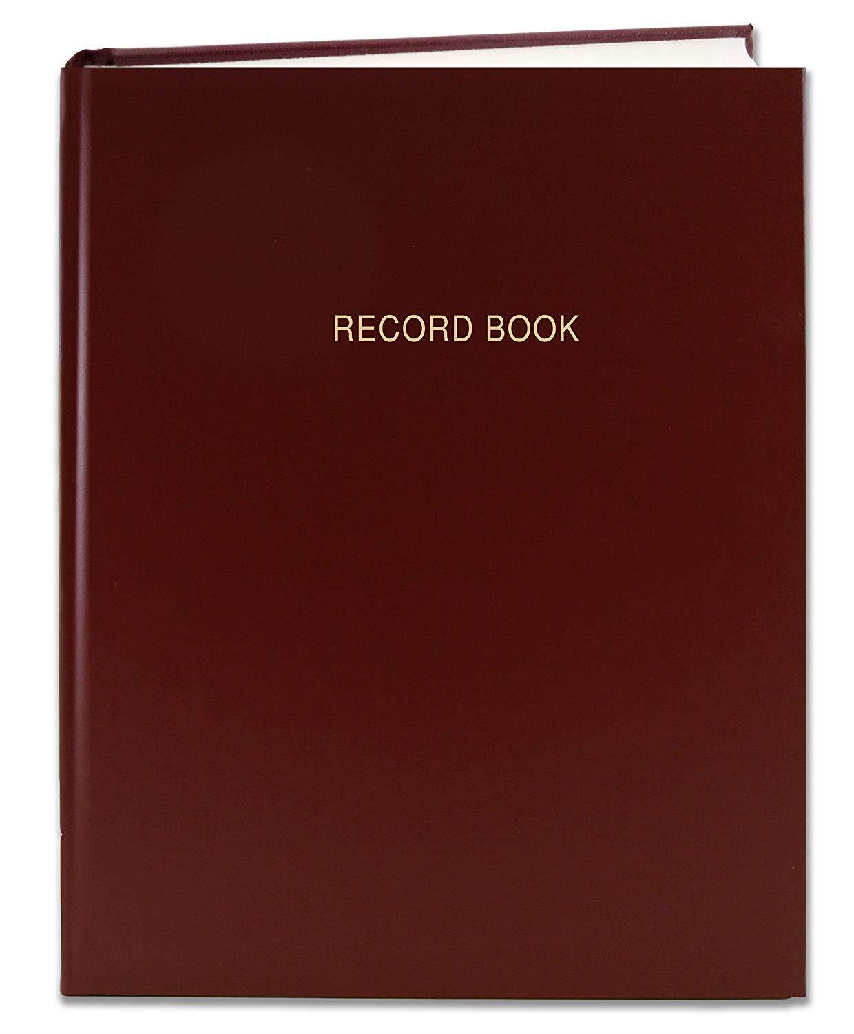 BookFactory Burgundy Record Book/Record Notebook - 168 Pages, 8" x 10", Burgundy Cover, Smyth Sewn Hardbound (RA-168-SRS-A-LMT15)