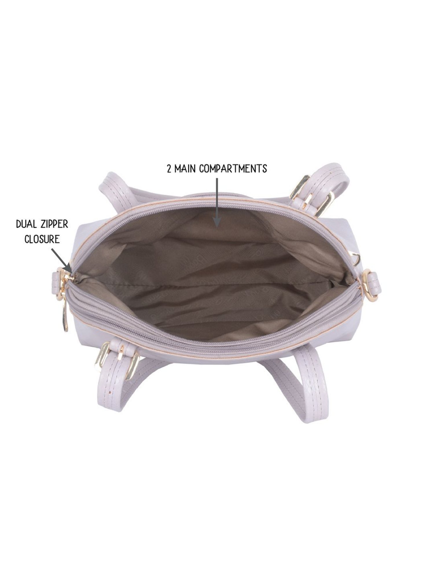 Baggit Geelong Seal Purple PU Textured Bowler Shoulder Handbag