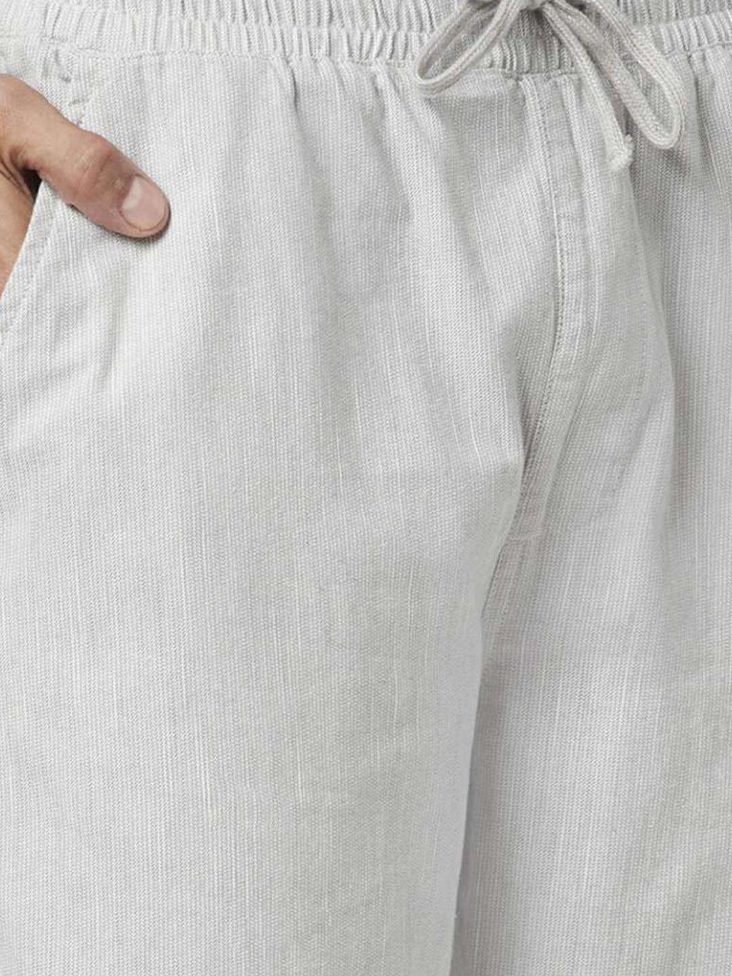 7 Alt by Pantaloons Grey Cotton Regular Fit Self Pattern Jogger Pants