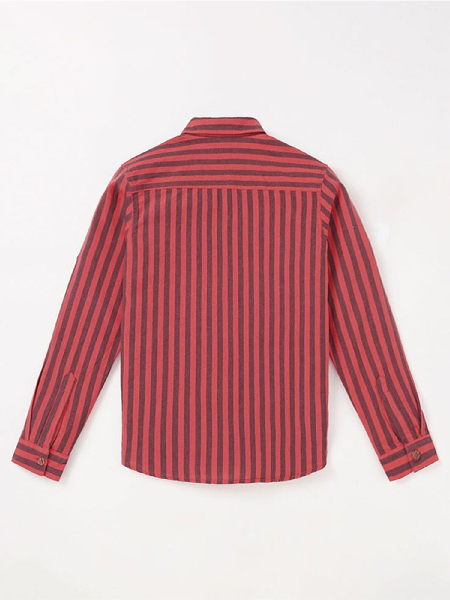 Edheads Boys Red Cotton Striped Full Sleeves Shirt
