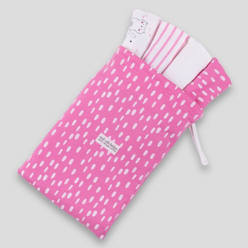 Lamaze Baby Girls' Organic 4pc Bodysuit Gift Set - Pink Newborn