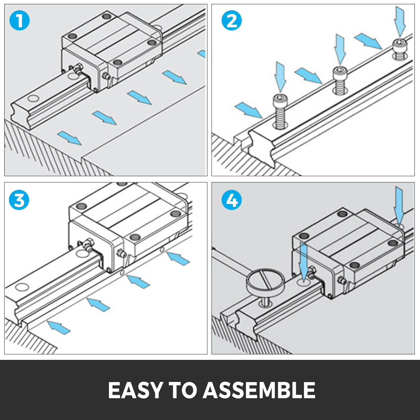 CNC Set 2X Linear Rail HGR20-300mm 4X Blocks Wear-resistant+ Ballscrew BF12/BK12