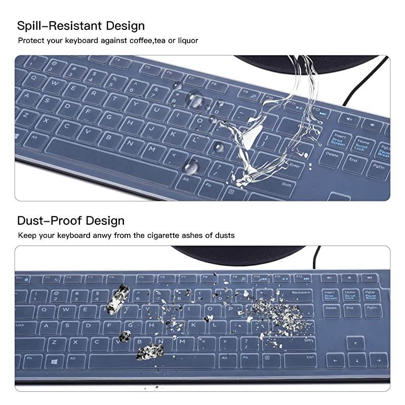 Clear Keyboard Cover Compatible with Dell KB216 KB216p KB216d / KM636 Wireless Keyboard, Dell Optiplex 5250/3050/3240/5460/7450/7050,Dell Inspiron AIO 3475/3670/3477 All-in one Desktop