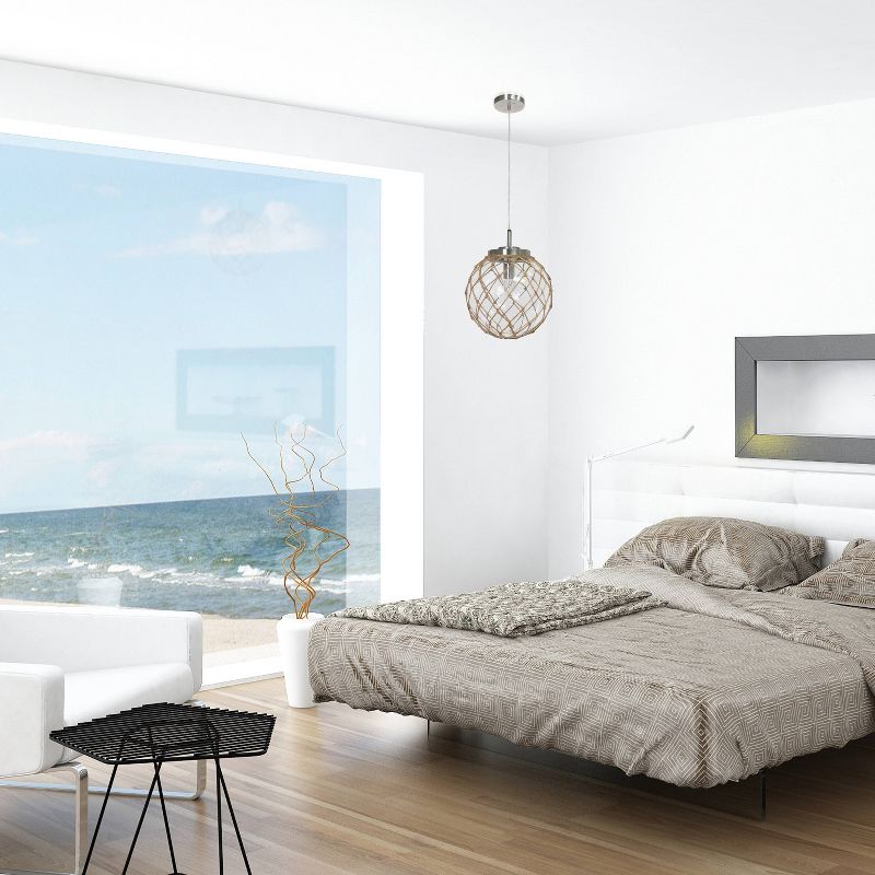 Buoy Netted Coastal Ocean Sea Glass Pendant with Rope Clear - Elegant Designs