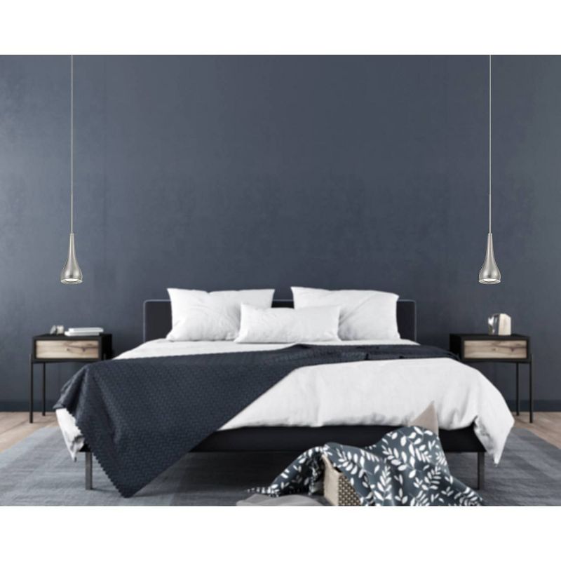 3.3" x 13.3" x 3.13" Metal Integrated LED Dimmable Kornos Pendant Fixture Brushed Steel - Cal Lighting